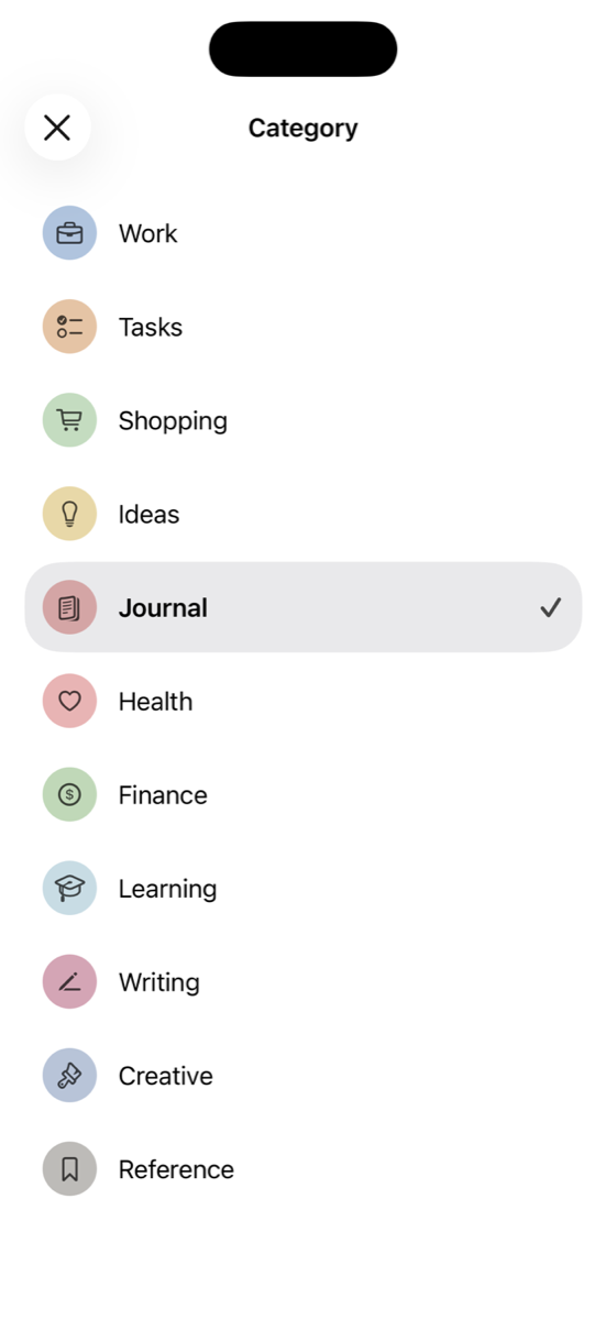 Nevo categories view